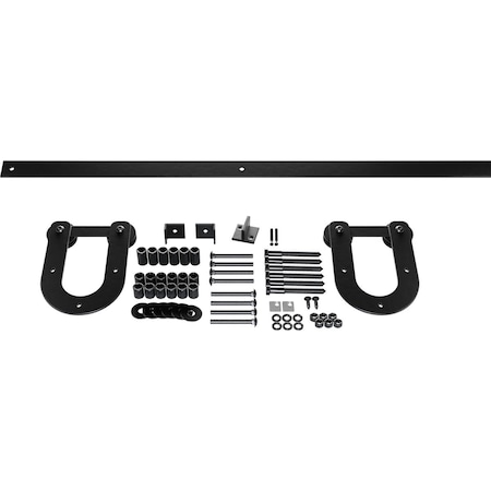 Ekena Millwork Economy Horseshoe Barn Door Hardware Set w/ 5' 4" Track & Silent Rollers for 1 3/8" to 1 3/4" Doors GB6008H254BL